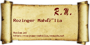 Rozinger Mahália névjegykártya